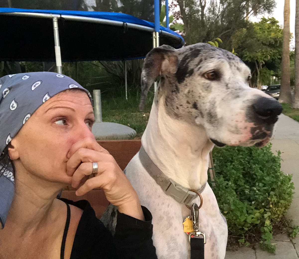 Kathryn outdoors with Lily.